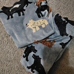 Blue Pajama Set with Bear Print